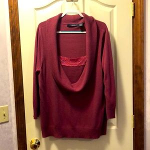 Denim 24/7 - 1X Magenta Cowl neck sweater